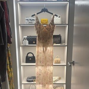 House of CB Floral Pink and Cream Midi Dress - Robina Honeyflower